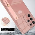 thumbnail image 2 of Designed for Samsung Galaxy S22 Ultra Case with Strap Luxury Love Heart Plating Gold Bumper Phone Cover Wristband Kickstand Full Body Protective Slim Case for Women-Sand Pink, 2 of 10