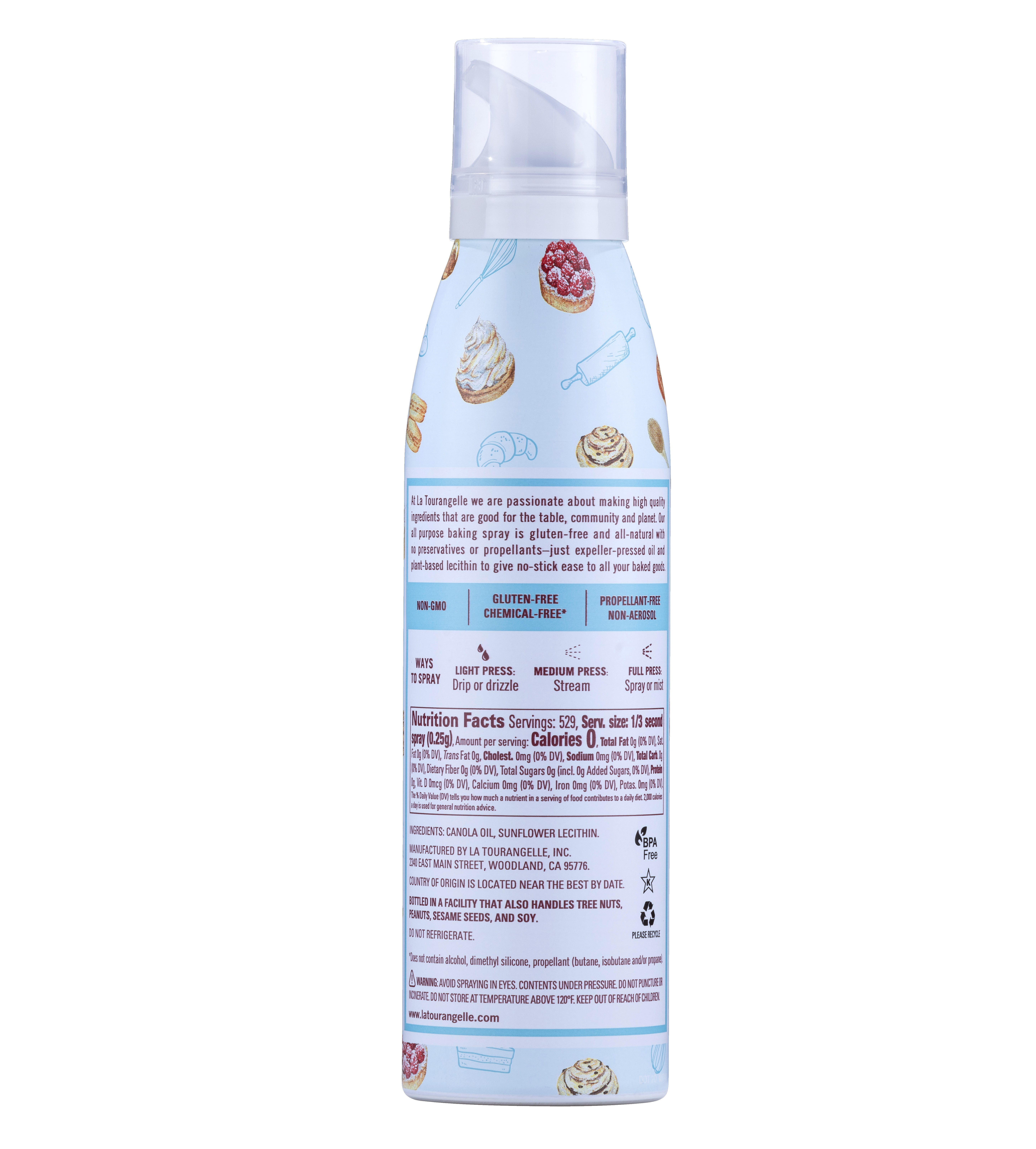 (3 pack) La Tourangelle All Purpose Baking Oil Spray, 5 fl oz (147 ml)