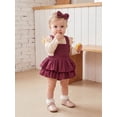 thumbnail image 5 of Loicainy Infant Baby Girls Fall Outfit 3 6 9 12 18 Months Long Sleeve Romper with Overall Dress and Headband Clothes Set, 5 of 9
