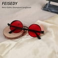 thumbnail image 4 of FEISEDY Retro Gothic Steampunk Sunglasses Round Metal Frame Punk Circle Inspired Shade Men B1857, 4 of 5