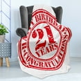 thumbnail image 4 of 21st Birthday Soft Flannel Fleece Throw Blanket, Logo Vintage Style Happy Birthday Congratulations Party Image Print, Cozy Plush for Indoor and Outdoor Use, 70" x 90", White Red, by Ambesonne, 4 of 5