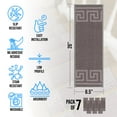 thumbnail image 2 of Slip-Resistant, Non-Adhesive, Durable, Stain-Resistant, Washable 8.5x26 in. Stair Treads to Enhance Safety, Protect Stairs, and Reduce Noise. Gray Contemporary Greek Key Design, Set of 7, 2 of 7