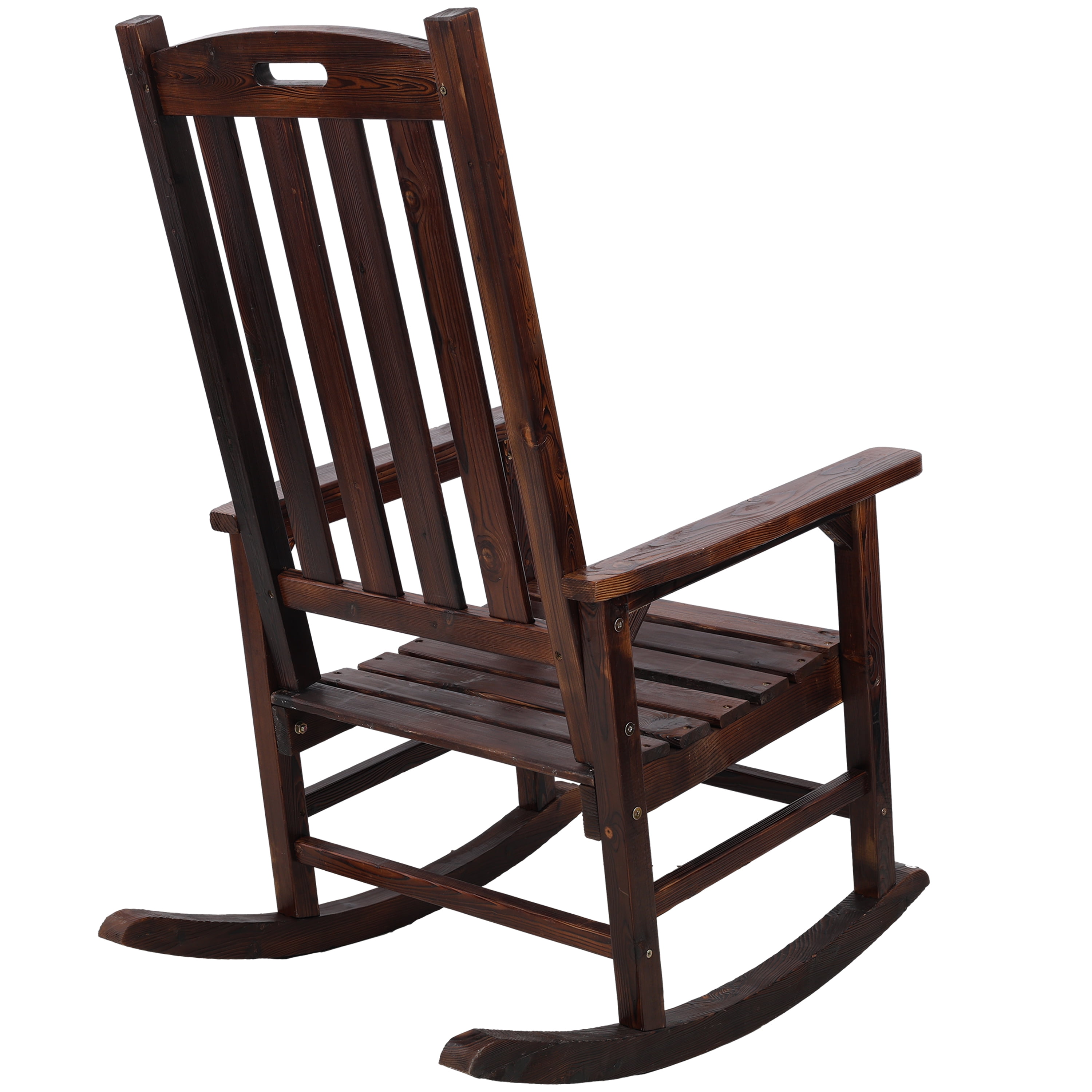 Wooden Oversized Porch Rocker Chair With Wide Seat and Tall Backrest,High Back Smooth Rocking Chairs for Outdoor & Indoor