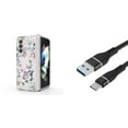 thumbnail image 1 of Accessory Bundle for Galaxy Z Fold 4: Slim Snap-On Case (Pink Butterfly Flowers), Nylon Braided USB-C to USB-A Cable (3 Feet), 1 of 9