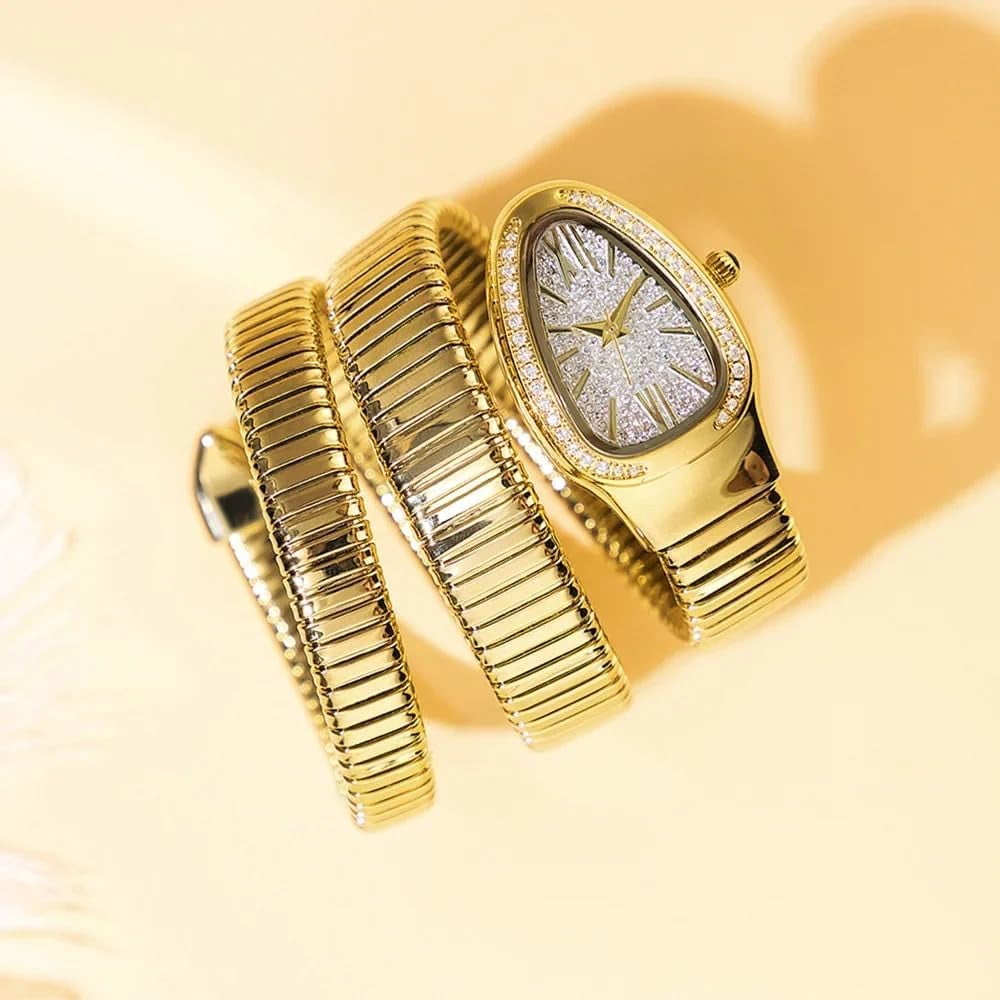 Snake Bracelet Women's Watch Gold Steel Wrapped Strap Quartz Watches Women Casual Ladies Wristwatch