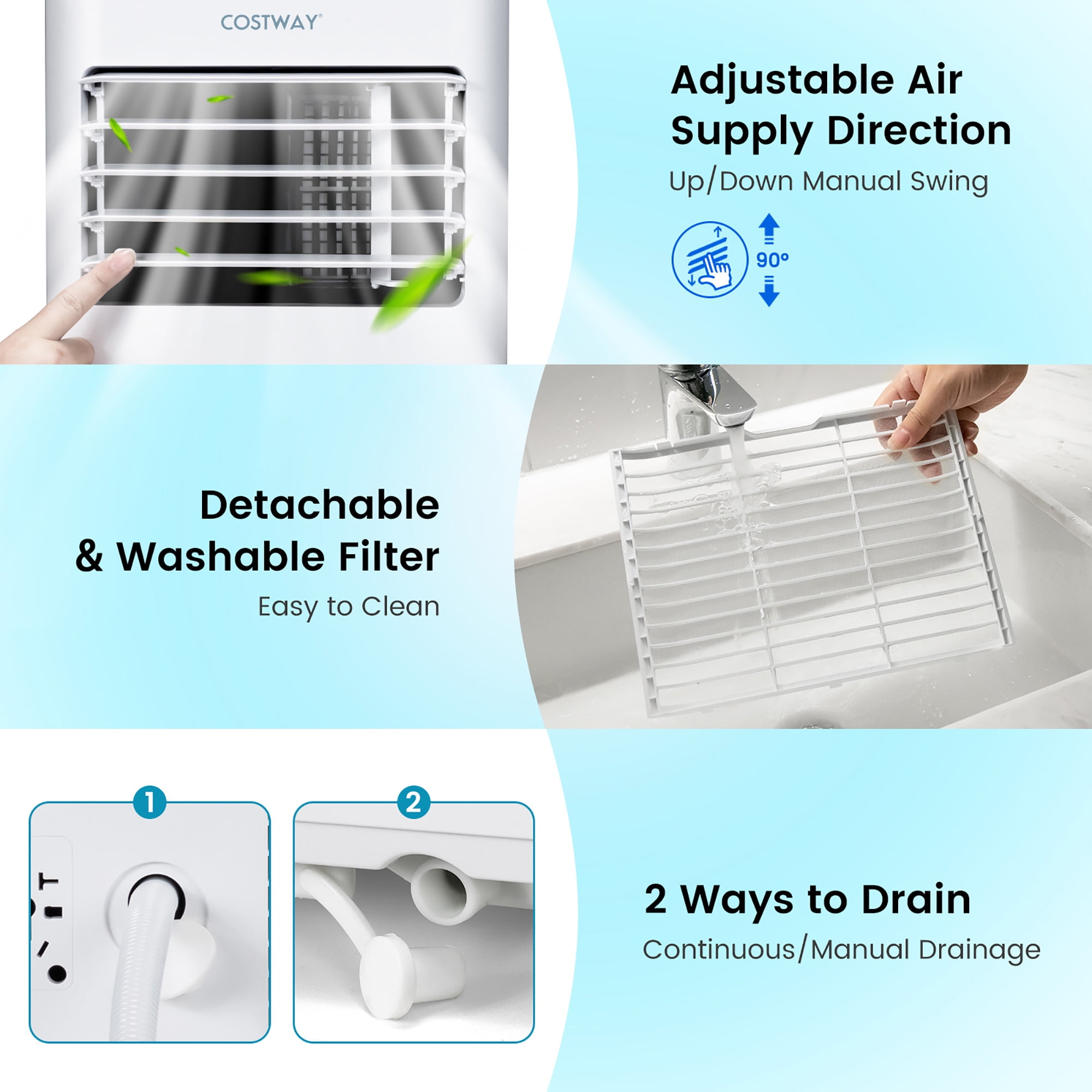 Costway 10000 BTU Portable Air Conditioner 4-in-1 AC with Cool Fan Humidifier Sleep Mode