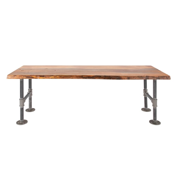 PIPE DECOR  Live Edge Wood Bench with Authentic Industrial Pipe Legs Sunset Cedar