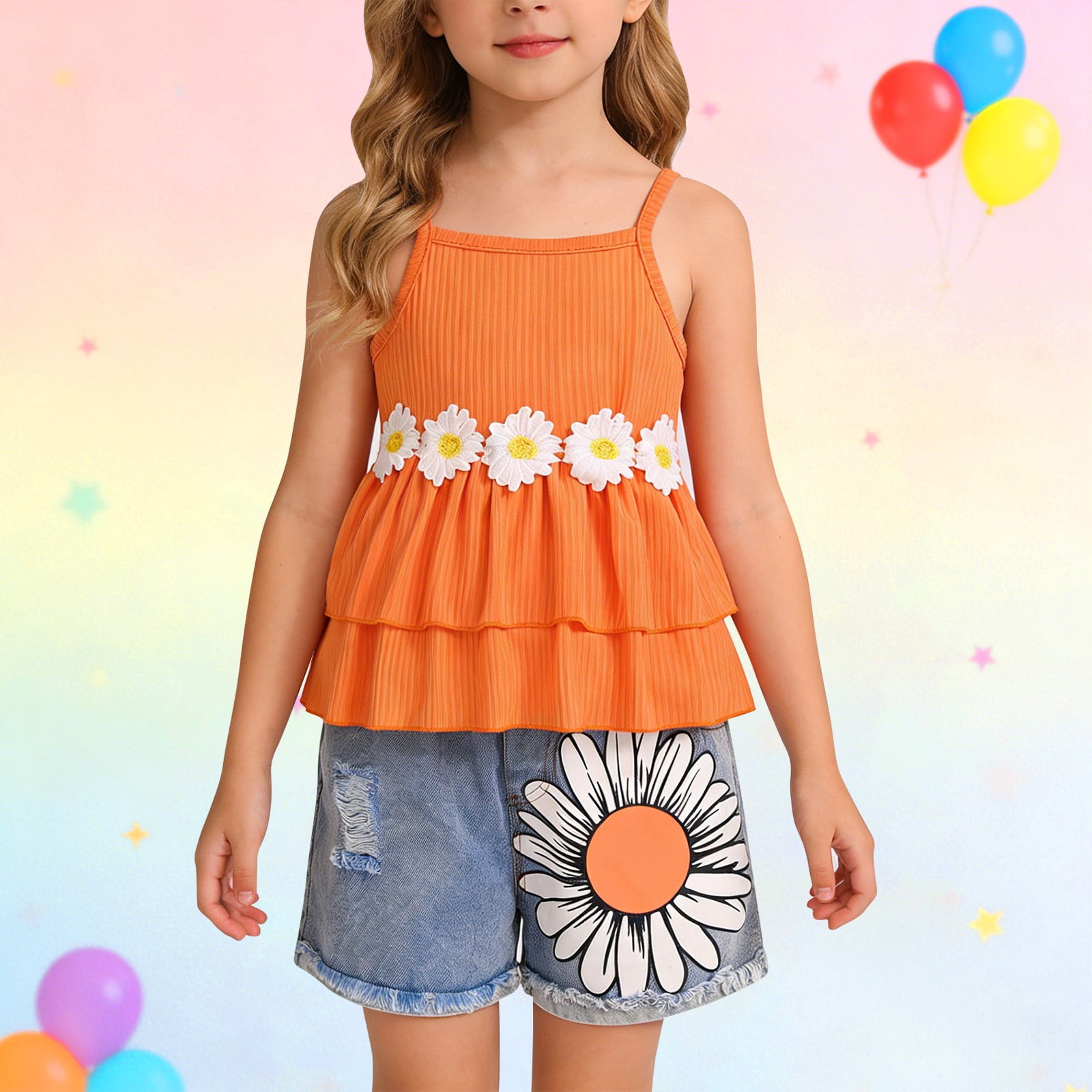 Coerni Toddler Girls Clothes 3T 4T 5T 6T 7T Summer Outfits Baby Kids Short Sleeve T-Shirt Tops & Bow Shorts Sets 2pcs