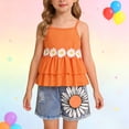 thumbnail image 3 of EnJoCho Kid Girls Clothes Outfits Bowknot T-Shirt + 2 In 1 Denim Short Skort Summer Clothing Set, Girls Shirt and Shorts Set Kindergarten Starter Pack Size 4-10 Years, 3 of 9