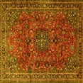 thumbnail image 1 of Ahgly Company Machine Washable Indoor Square Medallion Yellow Traditional Area Rugs, 4' Square, 1 of 4