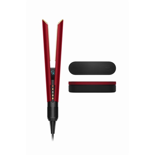 Alisadora de Cabello Dyson Airstrait Edición Limitada – Terciopelo Rojo y oro, de Húmedo a Seco, Secado Rápido y Control de Frizz