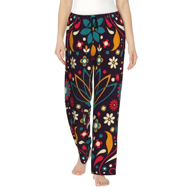 Balery Colorful Mexican2 Pantalones de pijama para mujer, pijamas ultraligeros, pantalones de estar por casa-XX-Large