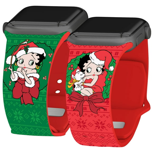 Betty Boop Happy Holidays HD Watch Band for Apple Watch - 42/44/45/49mm(46mm Series 10/11) Short Christmas Sweater by Affinity Bands