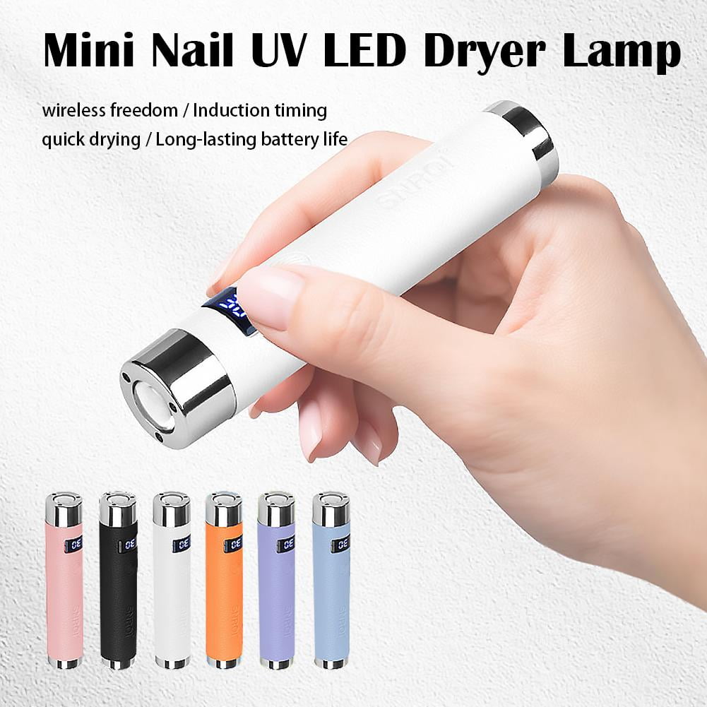 Handheld UV Light for Gel Nails with Stand, Mini Portable Cordless Nail Lamp with LCD Display, Eye-Protective Cover, Flash Curing for Glue