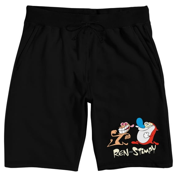 Ren & Stimpy Men's Black Lounge Shorts-Medium