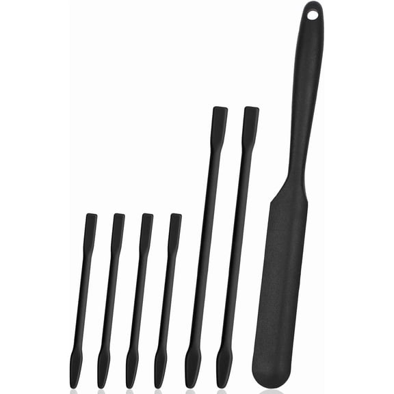 Black Silicone Stir Sticks Kit for Epoxy, 1pcs Silicone Spatula for Resin, 2pcs Large Silicone Stir Sticks, 4pcs Small Silicone Sticks, DIY Craft Tool for Mixing Resin, Paint, Liquid, Set of 7
