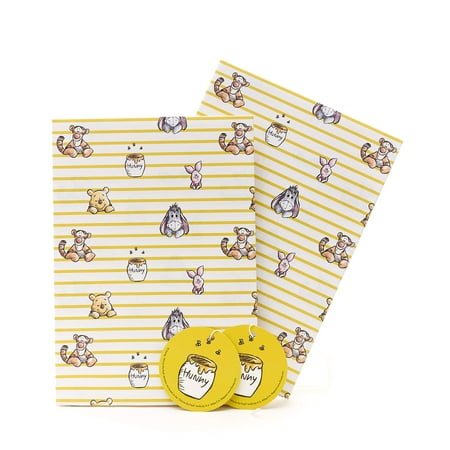 UK Greetings Wrapping PresNok Paper for Kids - Winnie The Pooh Birthday Gift, 2 Sheets & 2 Tags