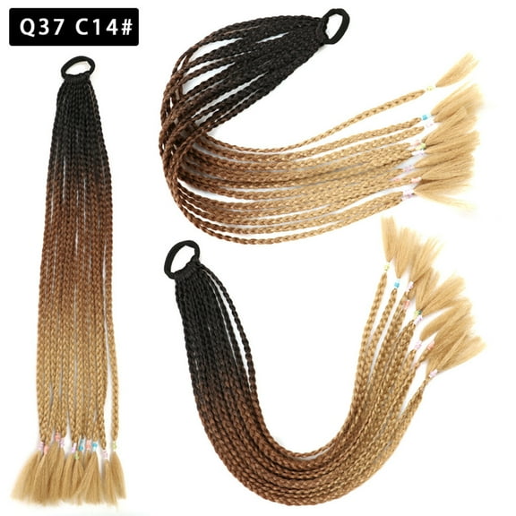 XmhyTop 2Pcs Vibrant Multi-Color Braided Ponytail Extensions, Elastic Band Secure Synthetic Hairpieces, Fun Styling for Crazy Hair Day, Women's Fashion Accessories，N