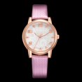 thumbnail image 4 of Reloj de cuarzo con banda de cuero de PU a la moda, reloj femenino informal con esfera redonda grande y números (rosa), 4 of 4