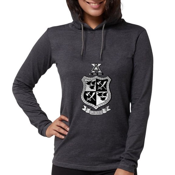 CafePress - Delta Chi Black And White Coat Of Arms Long Sleeve T Shirt - Womens Hooded Shirt