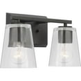 thumbnail image 3 of Vertex Collection Two-Light Matte Black Clear Glass Contemporary Bath Light, 3 of 12