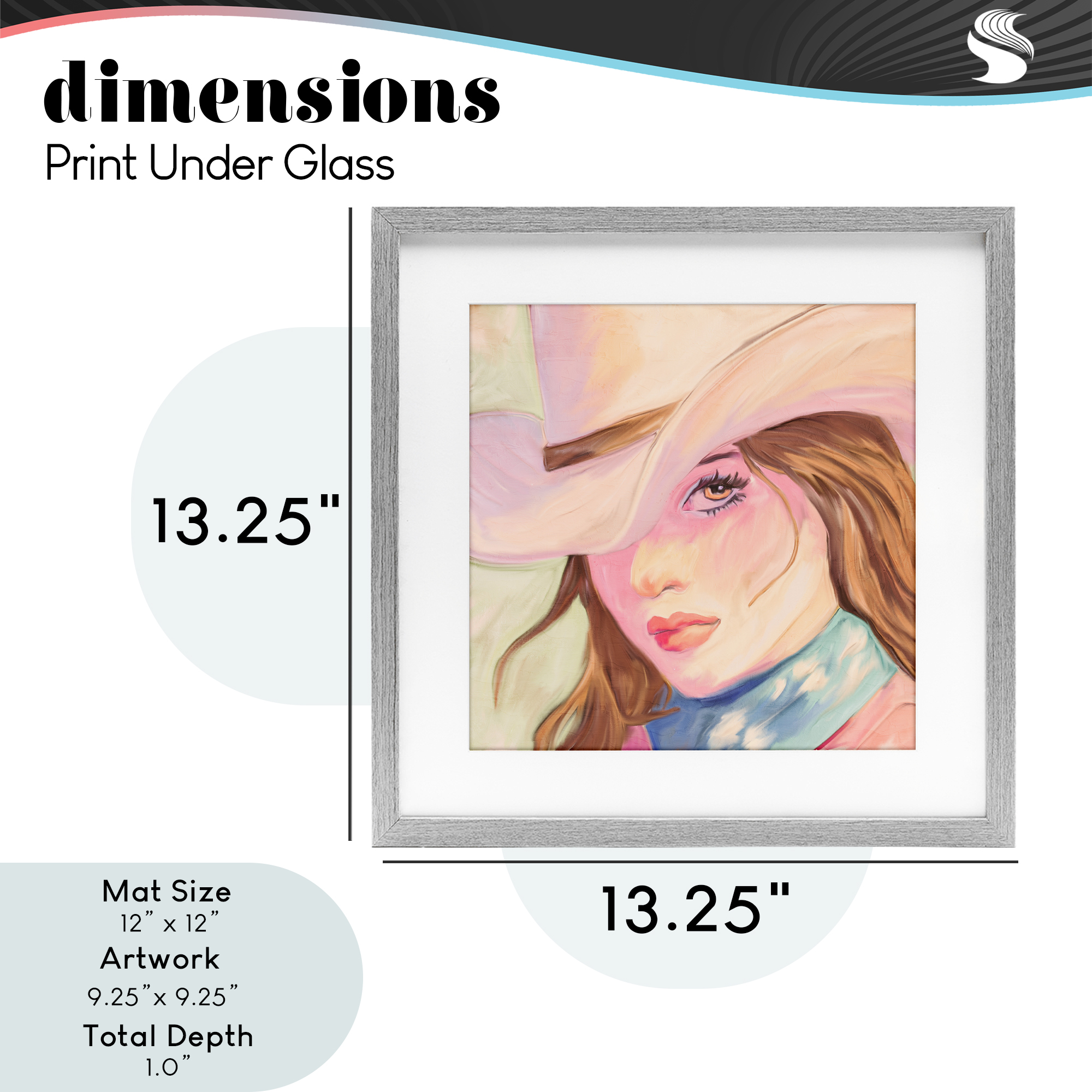Pastel Cowgirl Brunette Gray Framed Print Under Glass, design by Kim Allen