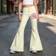 thumbnail image 3 of LRen Girls Jeans Baggy Pants Flare Pants Pink Ribbon Straight Leg Pants High Waist Cute Y2k Stretch with Pocket Trousers for Kids Age 5-6 Years, 3 of 6