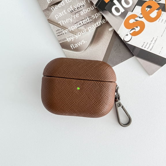 TECH CIRCLE For Apple AirPods 4 (2024 Release) PU Leather Shell Case with Detachable Keychain, Lightweight Protective Headphone Earbuds Case for Women Men, Brown