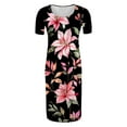 thumbnail image 4 of Delliss Women's Maternity Dress - Printed Fitted Stretch short Sleeve W/Ruched S-XL, 4 of 6