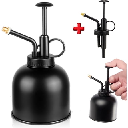 Metal Stainless Steel Plant Mister With Top Pump Small Indoor Outdoor Spray Bottle Black Single Unit