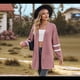 thumbnail image 5 of Cárdigan de Larga con Abertura Frontal para Mujer Rosa M, 5 of 10