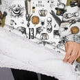 thumbnail image 3 of Oversized Wearable Blanket Hoodie,White Halloween Pumpkin Bat Pattern Sherpa Blanket Hoodie with Super Pockets,Super Warm Fuzzy Pullover for Women & Men, 3 of 6