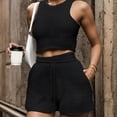 thumbnail image 4 of Weardear 2 Piece Women Lounge Sets Sleeveless Crop Top and Shorts Waffle Lounge Set Tracksuits Sweatsuits for Women, 4 of 5