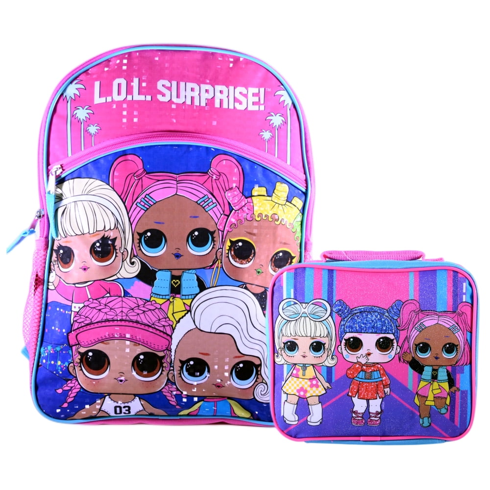 LOL Surprise Girls Backpack with Lunch Box 5 Piece Set 16 inch Pink -  Walmart.com