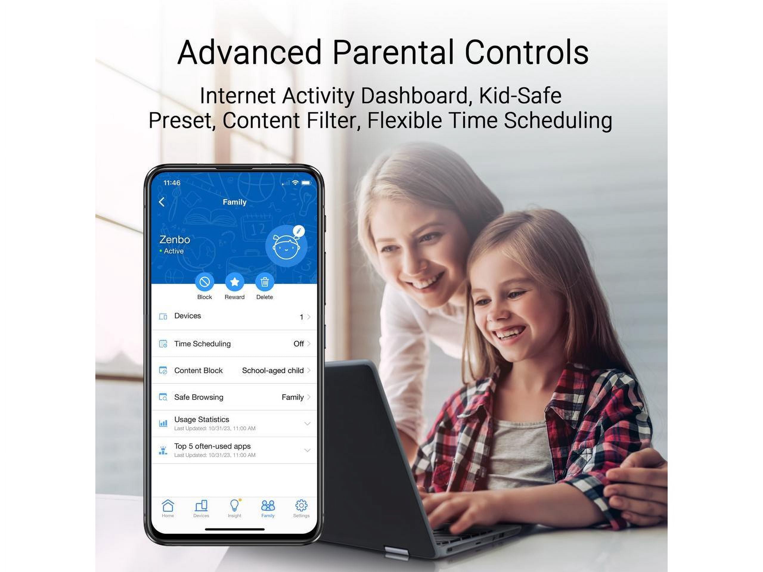 ASUS ZenWiFi BD4 (3-Pack) Dual-Band WiFi 7 Mesh, 3600 Mbps, 6500 sq.ft, Dual 2.5G Ports, Security and Parental Controls Included, Smart Home Master SSIDs