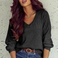 thumbnail image 5 of Women's Tunic Tops Casual V Neck Sweaters Long Sleeve Pullover Sweater Knit Jumper Tops, 5 of 7