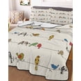 thumbnail image 3 of Quilts Twin Size Bedding Set, Beige Birds Lightweight Quilted Comforter, Funny Cute Snowflake Wire Sparrow Rustic Soft Reversible Bedspread Coverlet with Pillow Covers for All Season, 68" x 86", 3 of 7