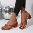 thumbnail image 2 of Women's Square Open Toe Flip Flops Stiletto Heels Strappy Fashion Party Wedding Dress Thong Heeled Sandals Slip On Comfortable Summer Thong Shoes, 2 of 9