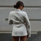 thumbnail image 3 of Sexy Long Sleeve Slim Fit V-Neck Blazer With Belt White Black S M L, 3 of 4
