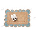 thumbnail image 3 of Rectangle Rug Natural Jute Rug Hand Braided Beige and Light Blue Border Color Rounding Line Area Rug, 3 of 5