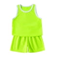 thumbnail image 2 of Toddler Baby Summer Outfits Comfy Casual Sleeveless Round Neck Tank Tops + Shorts Boys Girls 2 Pieces Workout Active Set Green 2-3 Years, 2 of 9