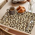 thumbnail image 3 of Yellow Brown Leopard Placemats Set of 4 Modern Abstract Art Place Mats Indoor Wipeable Table Mats Washable Cloth Dining Table Placemats for Kitchen Holiday Party Home Decor 13x19 Inch, 3 of 9