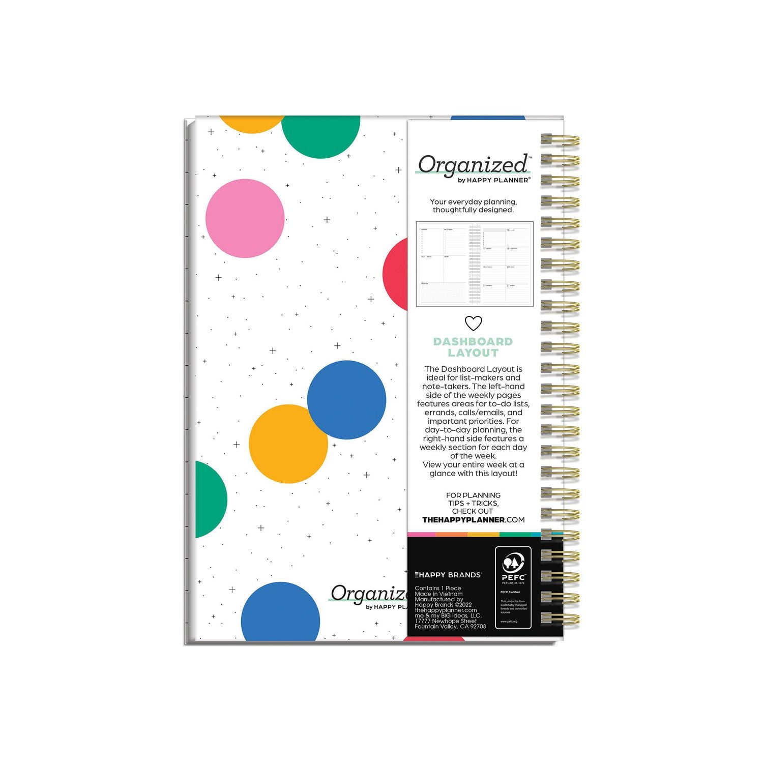 Organized par Happy Planner, 13,8 cm x 21 cm, de juillet 2023 à juin 2024, Soyez la meilleure version de vous-même