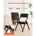 thumbnail image 4 of KFFKFF Wooden Folding Chairs with Leather Seat, Set of 2, Portable Foldable Chairs with Wooden Frame, Simple Assembly, Contemporary Leather Upholstered Dining Chairs for Office, Events, Home, Black, 4 of 9