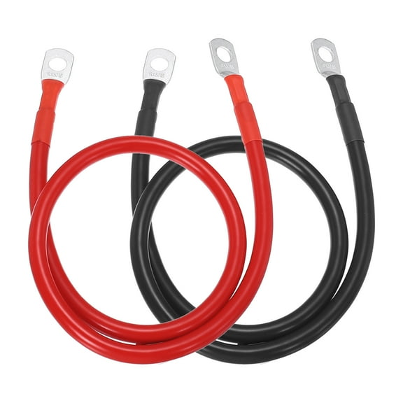 2PCS 6 AWG Battery Cable, 2ft Battery Inverter Cables with 5/16" Ring Terminals for Marine Solar Boat Car RV, Red Black