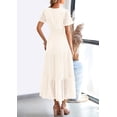 thumbnail image 2 of Vestido largo PRETTYGARDEN 2025 para verano, cuello en V, ojales, blanco, XXL, 2 of 8