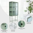 thumbnail image 4 of Freestanding Display Cabinet, Stylish Tall Storage Cabinet with Fluted Glass Doors and 3 Detachable Shelves, Sideboard Cupboard for Office Dining Room Living Room Bedside Entryway, Light Green, 4 of 7