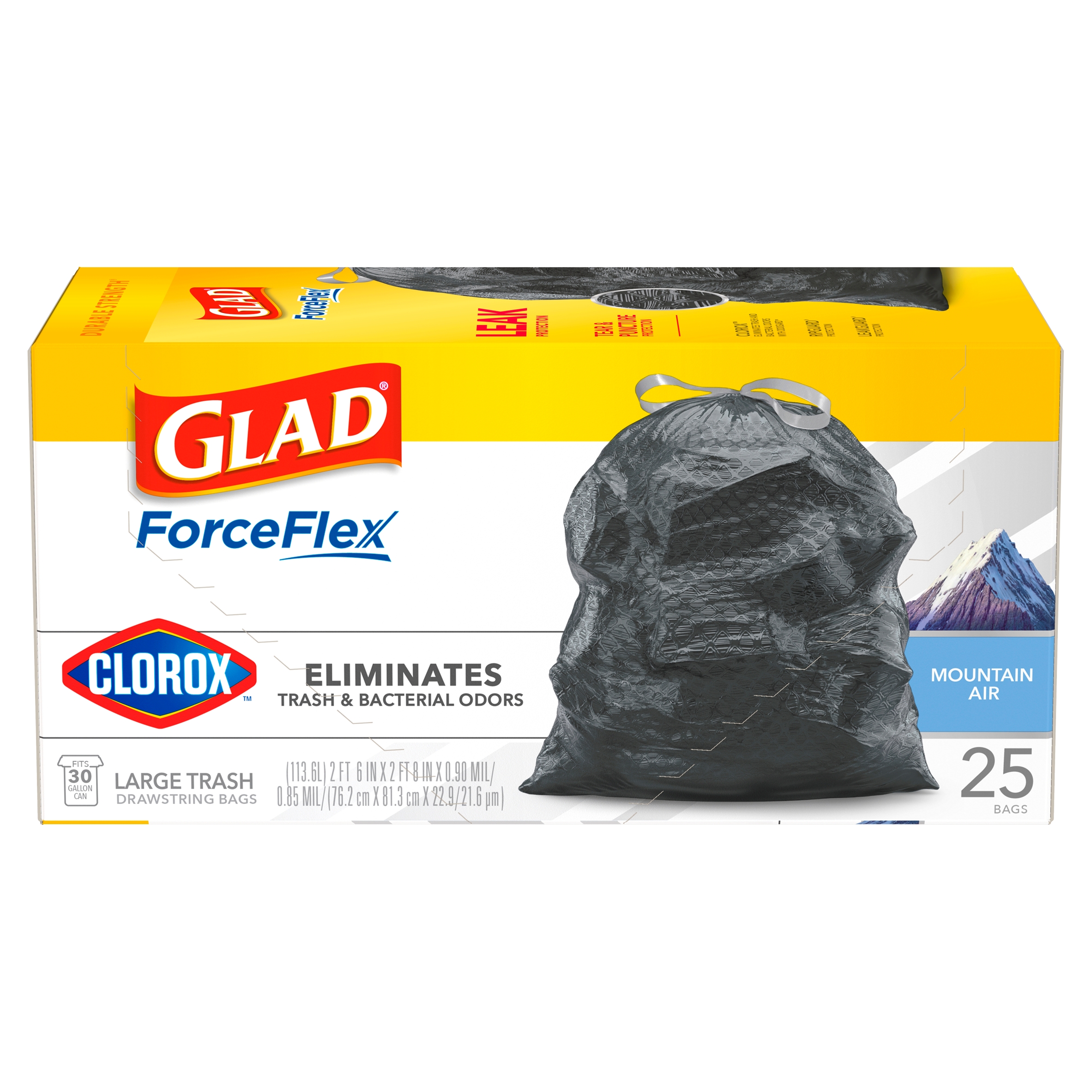 Glad ForceFlex Mountain Air Large Trash Drawstring Bags, 25 count