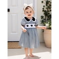 thumbnail image 3 of Toddler Baby Girls Summer Dress Graduation Cap Pattern Striped Print Doll Collar Short Sleeve Smocked Dress Cute Graduation Clothes, 3 of 9