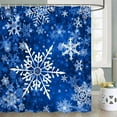 thumbnail image 2 of Ensemble de Rideaux de Douche Flocon de Neige de Noël, Rideaux de Douche de Noël pour Salle de Bain, Rideau de Douche Bleu d'Hiver Décoratif de Noël, 72x72 Po, 2 of 5
